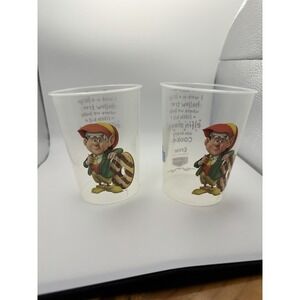 Vintage Keebler Elf Ernie Plastic Cups Lot of 2 | Hollow Tree Elfin Magic |‎ 90s